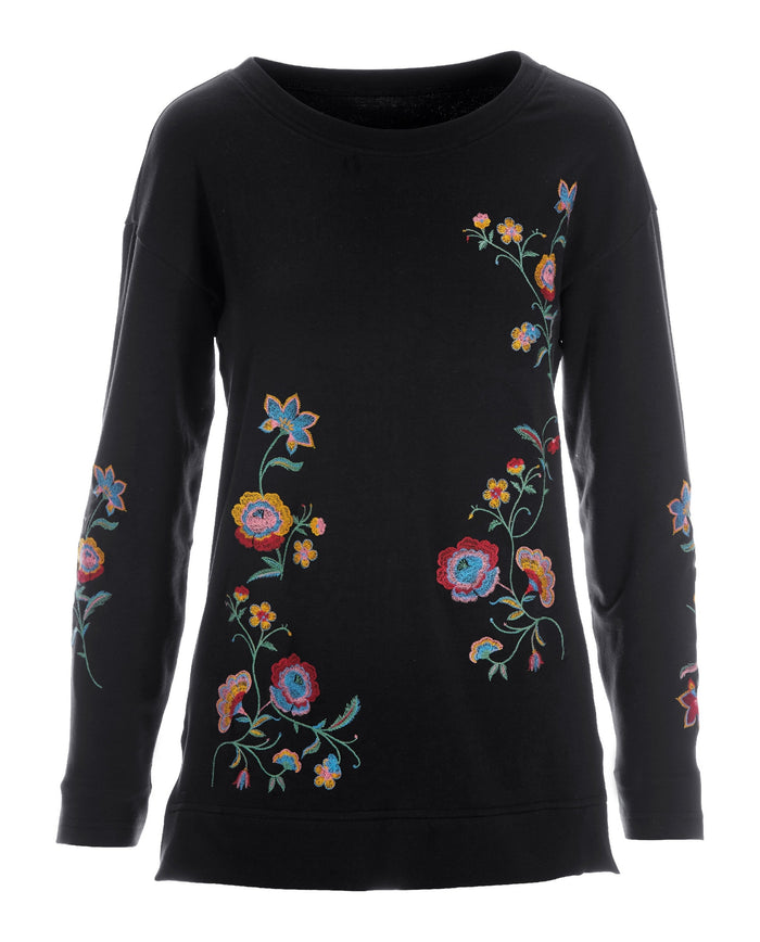 Embroidered Tunic Sweatshirt Black Multi
