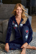 Embroidered Velour Jacket Navy Multi