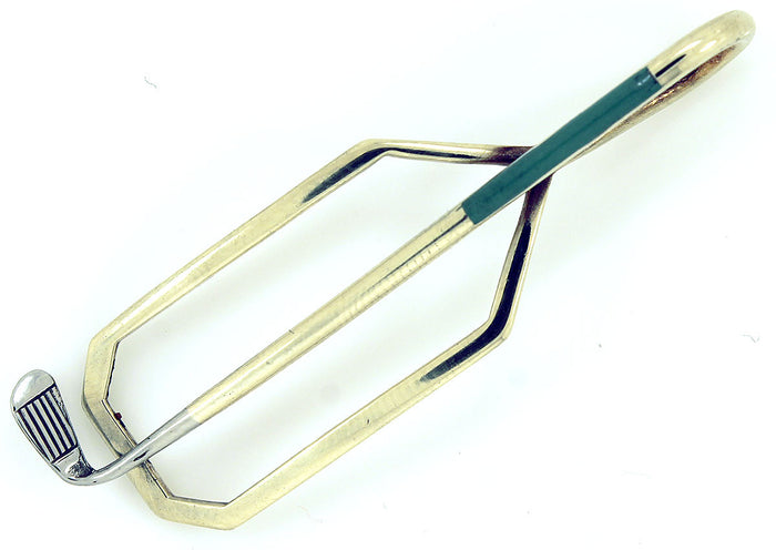 ESTATE 14K & ENAMELED MEN'S GOLF CLUB TIE BAR OFFERED BY ANTIQUE DIGGER