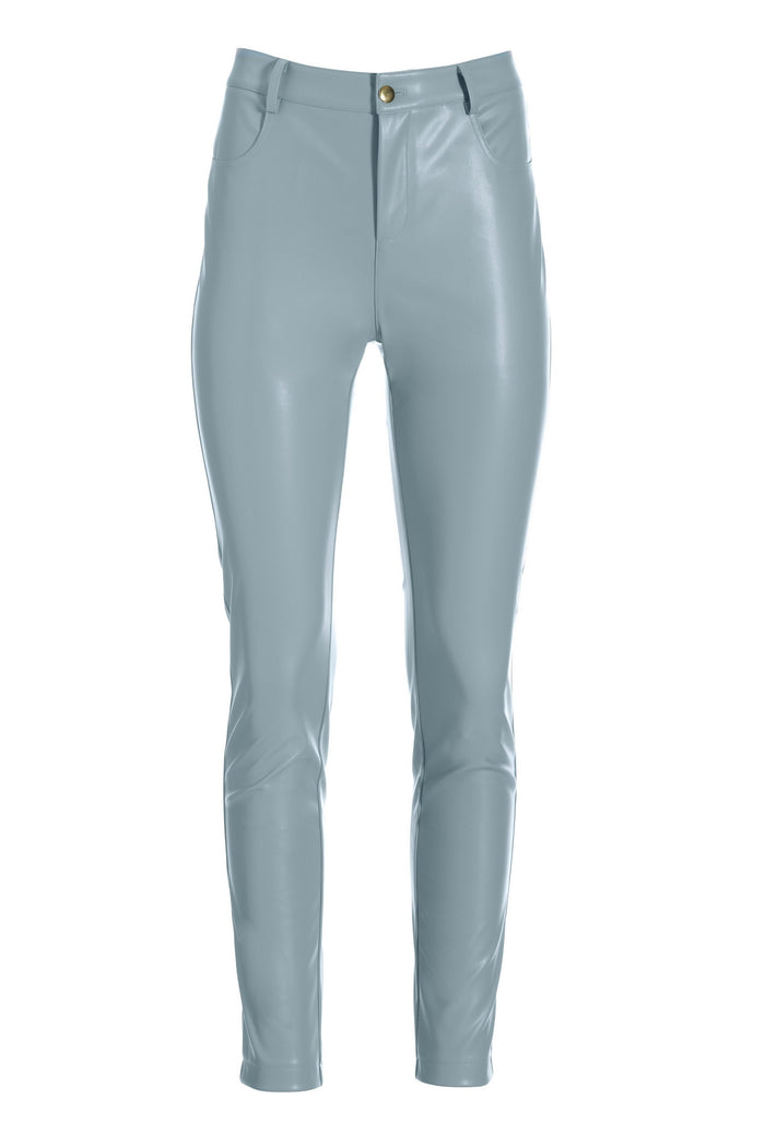 Faux Leather Five Pocket Pant Light Blue