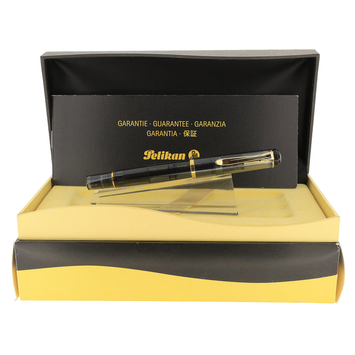 FIRST YEAR 2002 PELIKAN M200 ANTHRACITE TRANSPARENT FOUNTAIN PEN NEVER INKED DISCONTINUED OFFERED BY ANTIQUE DIGGER