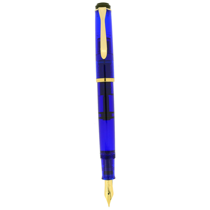 FIRST YEAR 2002 PELIKAN M200 BLUE TRANSPARENT FOUNTAIN PEN NEW IN BOX NEVER INKED DISCONTINUED OFFERED BY ANTIQUE DIGGER