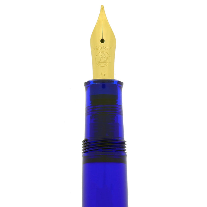 FIRST YEAR 2002 PELIKAN M200 BLUE TRANSPARENT FOUNTAIN PEN NEW IN BOX NEVER INKED DISCONTINUED OFFERED BY ANTIQUE DIGGER