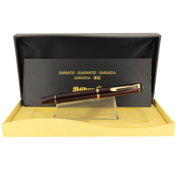 FIRST YEAR 2002 PELIKAN M200 RED TRANSPARENT FOUNTAIN PEN NEW IN BOX NEVER INKED DISCONTINUED OFFERED BY ANTIQUE DIGGER