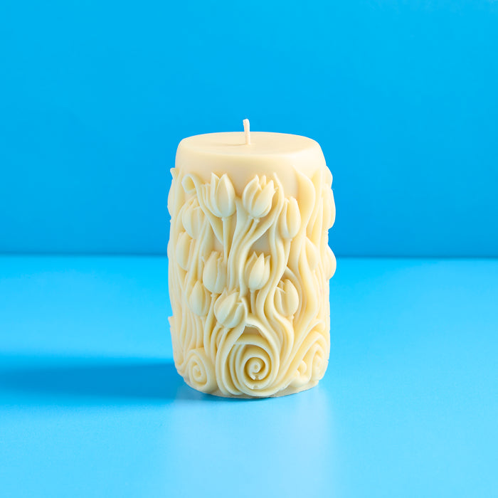 Floral Detail Pillar Silicone Mold fragrance oil bottle