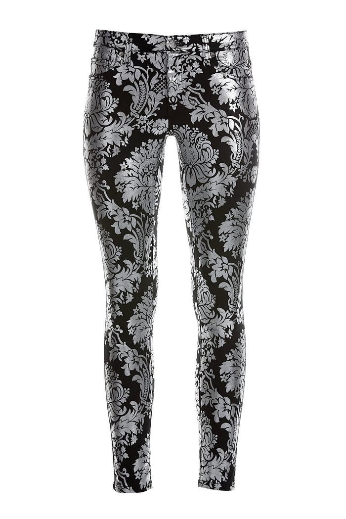 Foil Print Ankle Jean Black/Silver