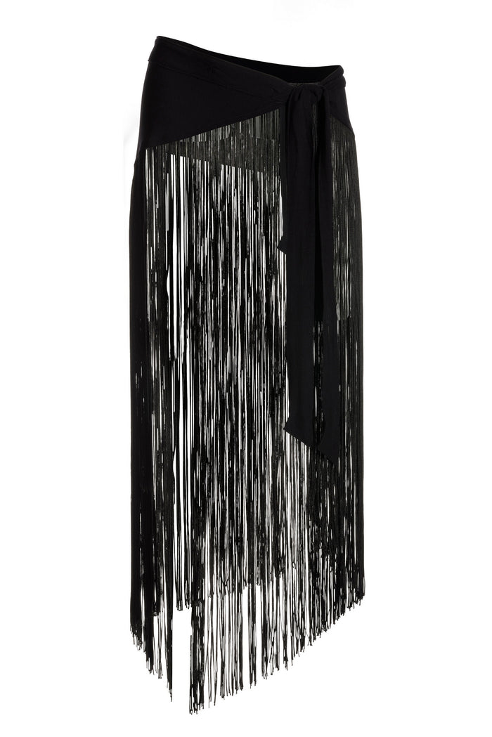 Fringe Wrap Cover Up Black