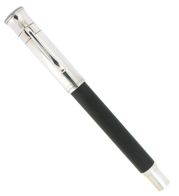 GRAF VON FABER-CASTELL CLASSIC FLUTED EBONY BARREL 18K M NIB FOUNTAIN PEN OFFER BY ANTIQUE DIGGER