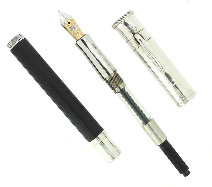 GRAF VON FABER-CASTELL CLASSIC FLUTED EBONY BARREL 18K M NIB FOUNTAIN PEN OFFER BY ANTIQUE DIGGER