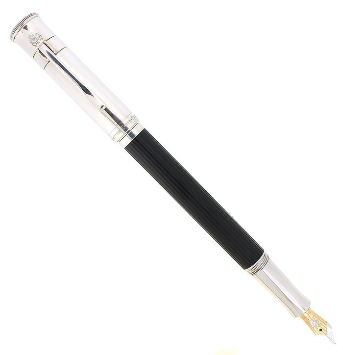 GRAF VON FABER-CASTELL CLASSIC FLUTED EBONY BARREL 18K M NIB FOUNTAIN PEN OFFER BY ANTIQUE DIGGER