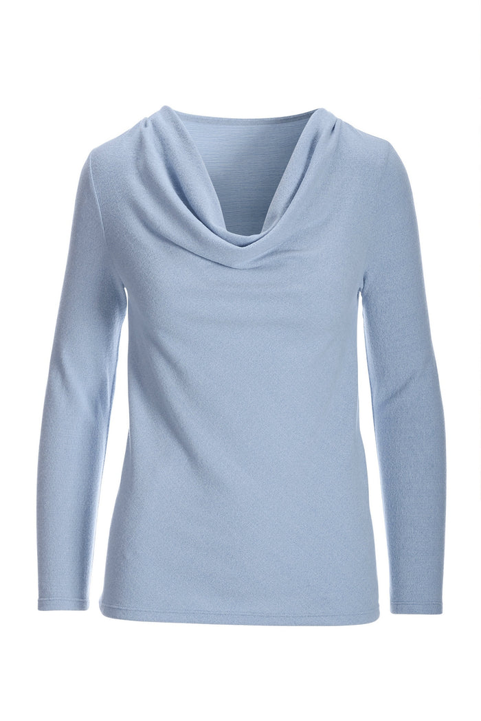 Hacci Cowl Neck Top Blue