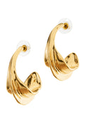 Hammered Metal Hoop Earrings Gold