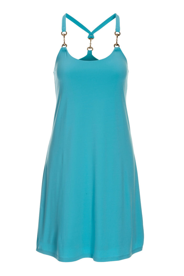Hardware Sleeveless Tank Dress Splash Blue