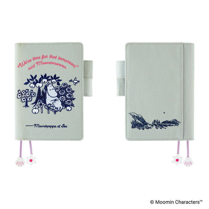 Hobonichi Techo A6 Original Planner Cover - Moomin: My Yard (Pale Mint)