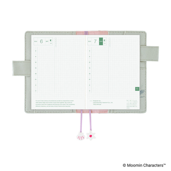 Hobonichi Techo A6 Original Planner Cover - Moomin: My Yard (Pale Mint)
