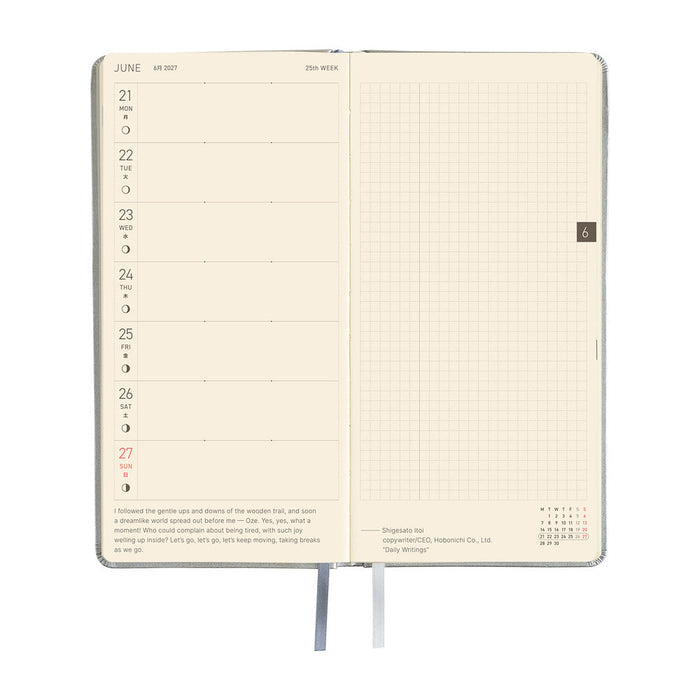 Hobonichi Techo Weeks - Leather: Noble Silver