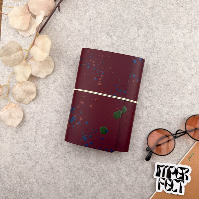 Imperfect Concepts Jasper Leather Notebook - A6 Trifold - Painted Maroon