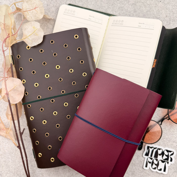Imperfect Concepts Jasper Leather Notebook - A6 Trifold - Painted Maroon