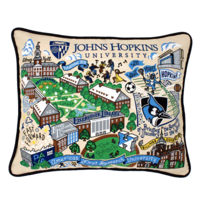 Johns Hopkins University Collegiate Embroidered Pillow