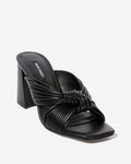 Knotted Block Heel Sandal Black