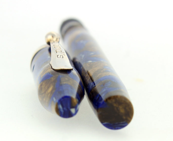 LATE 1920S FORD'S LAPIS BLUE & BRONZE HALF BALANCE FOUNTAIN PEN RESTORED OFFERED BY ANTIQUE DIGGER