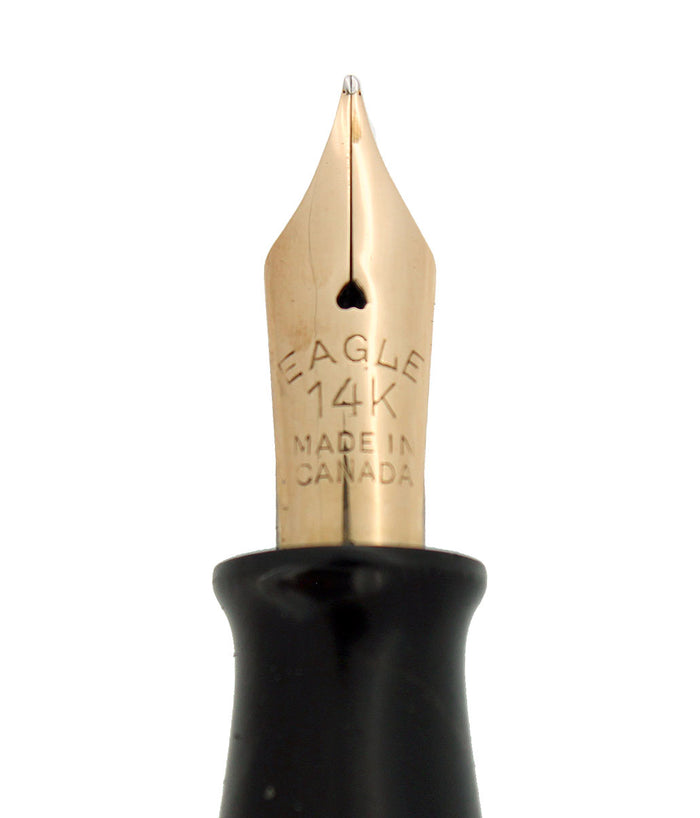 LATE 1930S EAGLE GREEN PARQUET PATTERN LEVER FILLER FOUNTAIN PEN RESTORED OFFERED BY ANTIQUE DIGGER