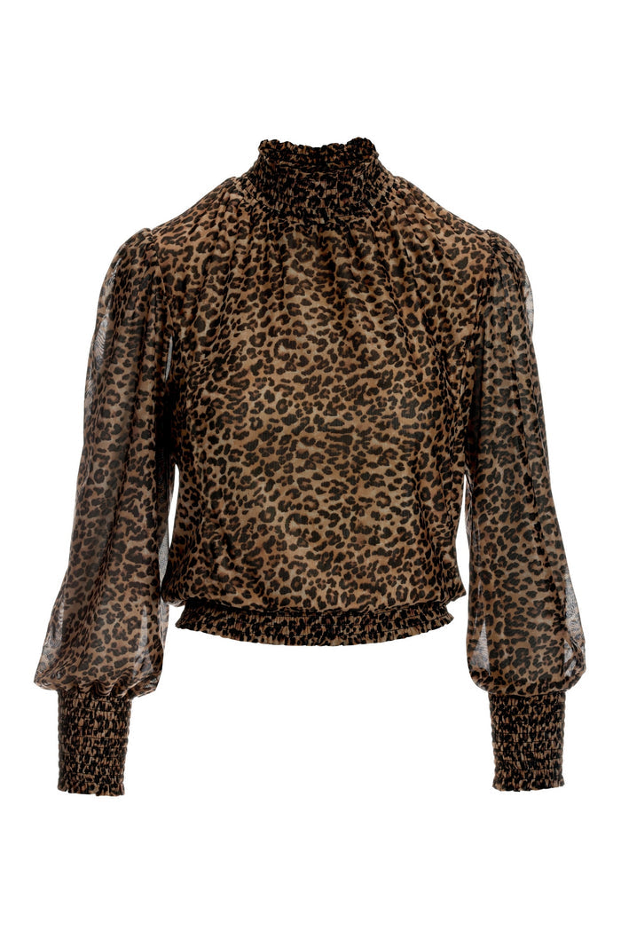 Leopard Mesh Turtleneck Multi