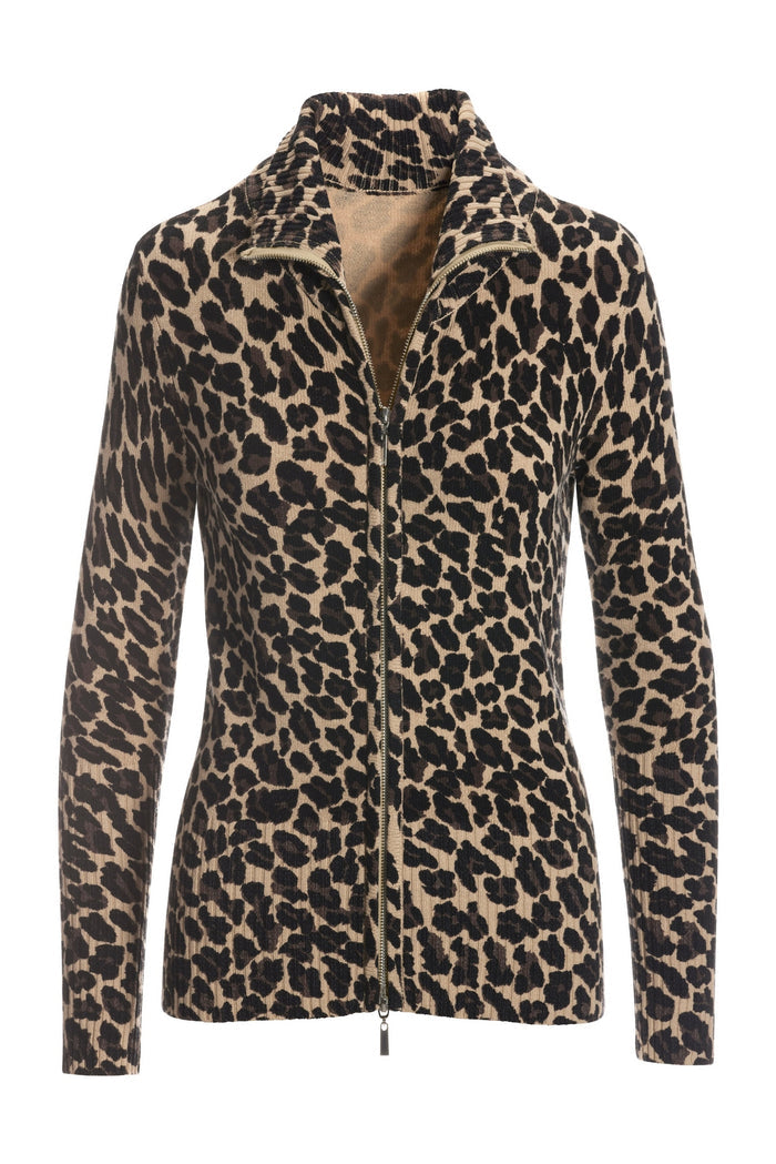 Leopard Zip Up Cardigan Multi