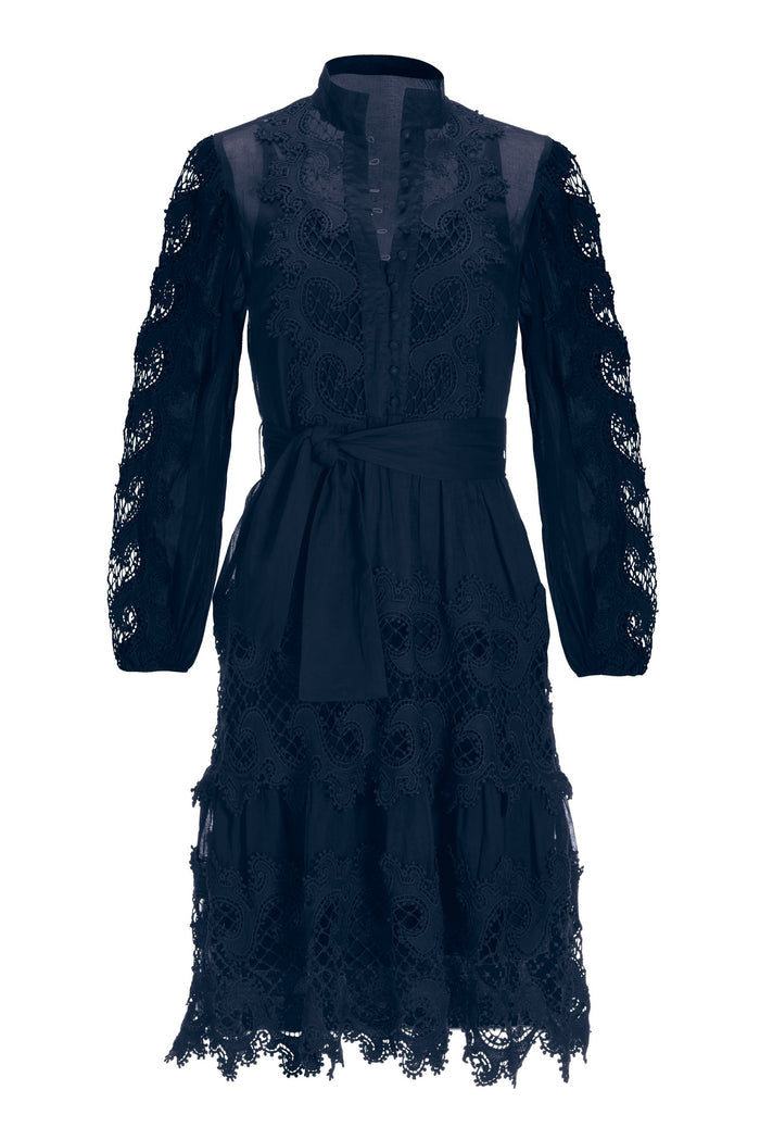 Long Sleeve Lace Dress Black Iris