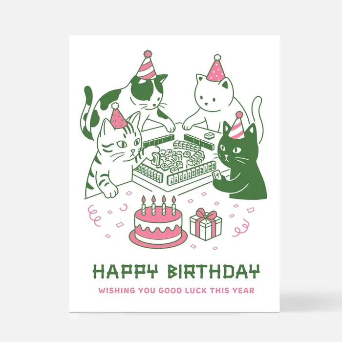 Mahjong Cats Birthday Card