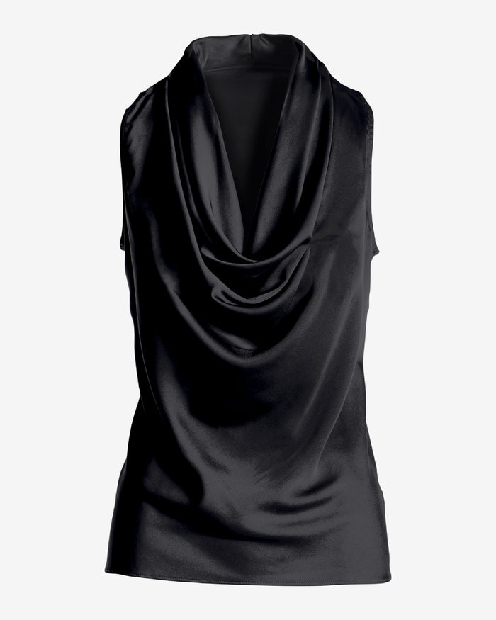 Marilyn Cowl-Neck Charmeuse Blouse Black