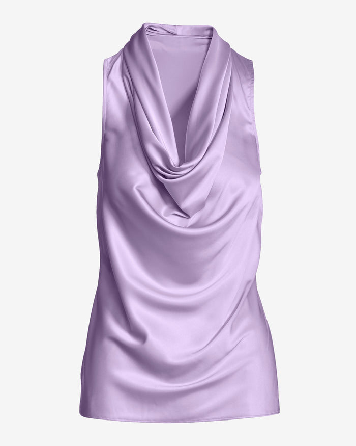 Marilyn Cowl-Neck Charmeuse Blouse Pastel Lilac