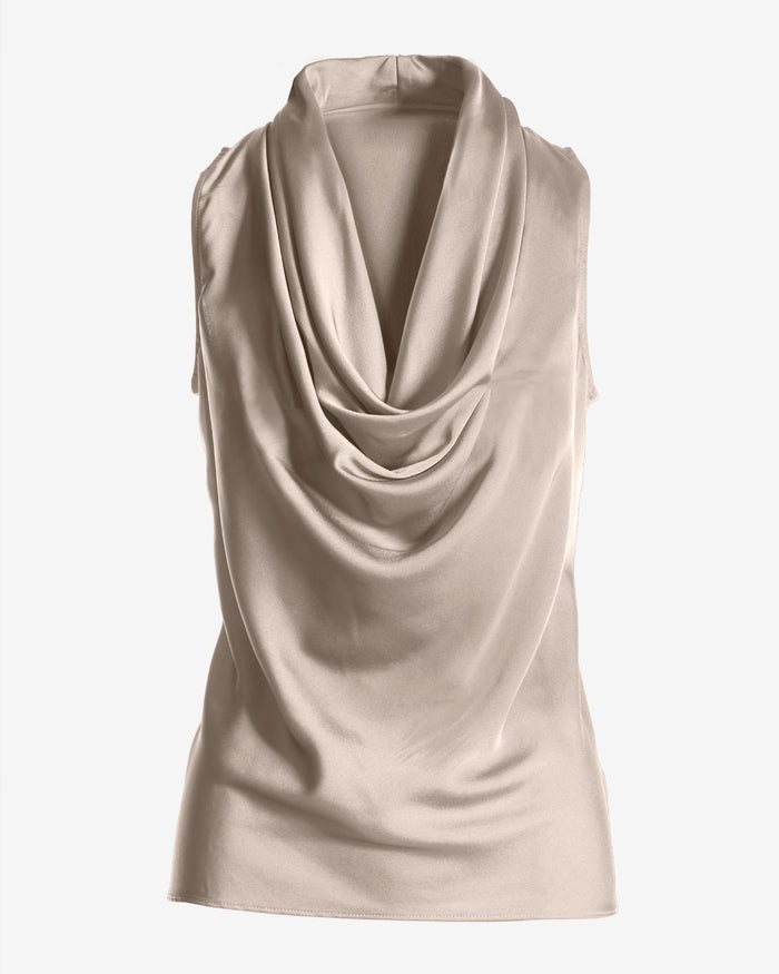 Marilyn Cowl-Neck Charmeuse Blouse Sable