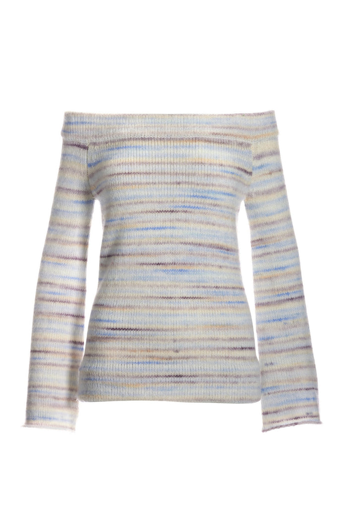 Marled Off the Shoulder Flare Sleeve Sweater Multi