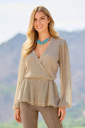 Metallic Ruffle Tunic Champagne