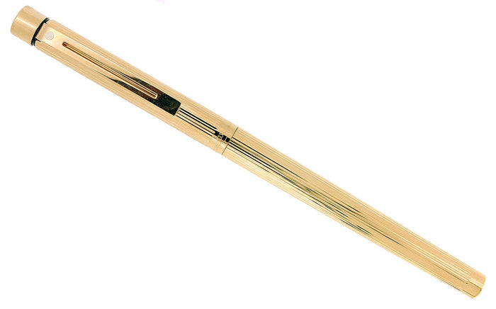 MINT C1992 SHEAFFER TARGA SLIMLINE GOLD FLUTED FOUNTAIN PEN NEVER INKED OFFERED BY ANTIQUE DIGGER