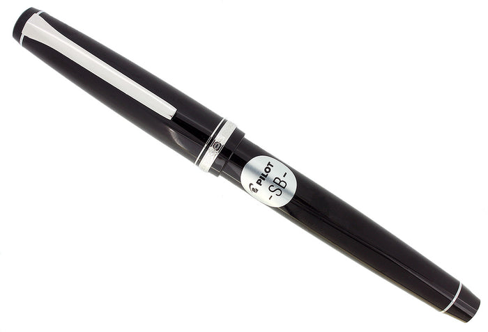 MINT PILOT NAMIKI FALCON 14K BROAD NIB FOUNTAIN PEN BLACK/RHODIUM W/BOX STICKERED OFFERED BY ANTIQUE DIGGER