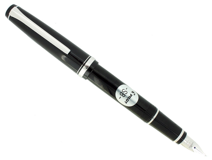 MINT PILOT NAMIKI FALCON 14K BROAD NIB FOUNTAIN PEN BLACK/RHODIUM W/BOX STICKERED OFFERED BY ANTIQUE DIGGER