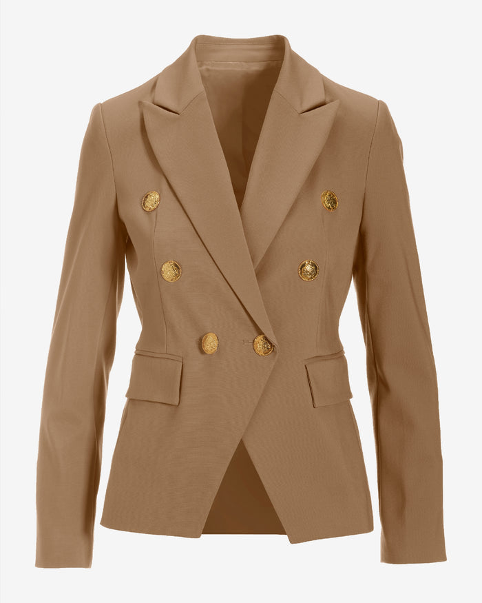 Modern Double-Breasted Blazer Camel
