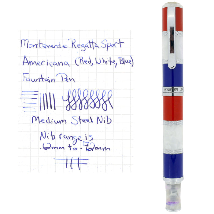 MONTEVERDE REGATTA SPORT AMERICANA MEDIUM NIB FOUNTAIN PEN OFFERED BY ANTIQUE DIGGER