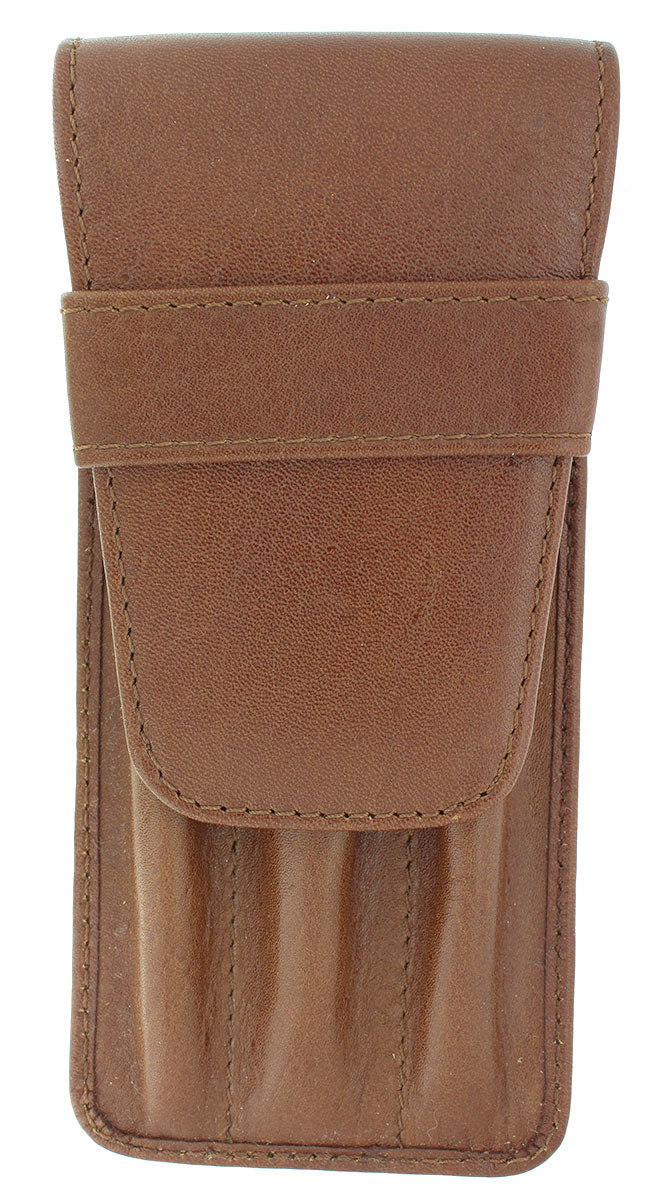 NAMIKI NEW IN BOX 3-PEN COGNAC LEATHER CASE MADE IN JAPAN UNUSED MINT CONDITION OFFERED BY ANTIQUE DIGGER
