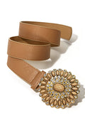 Natural Embellished Buckle Belt Tan