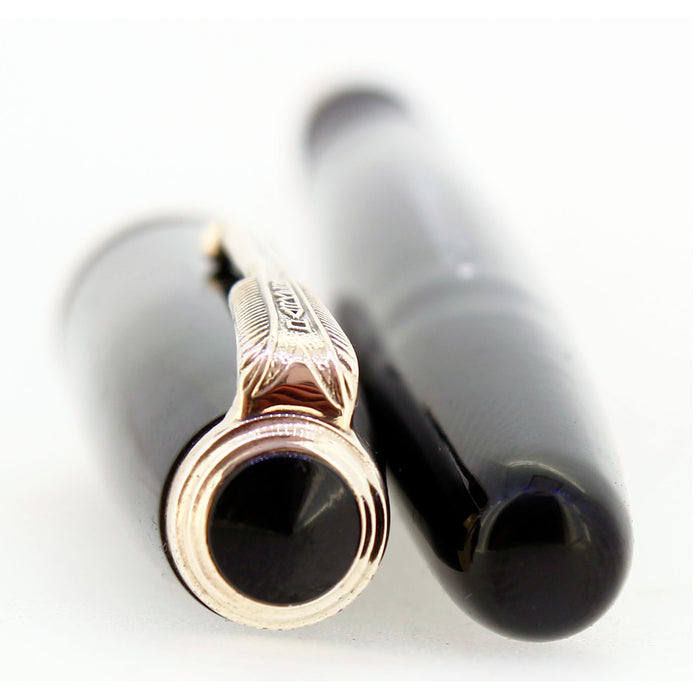 NEAR MINT 1946 PARKER VACUMATIC JET BLACK SINGLE JEWEL FOUNTAIN PEN RESTORED OFFERED BY ANTIQUE DIGGER