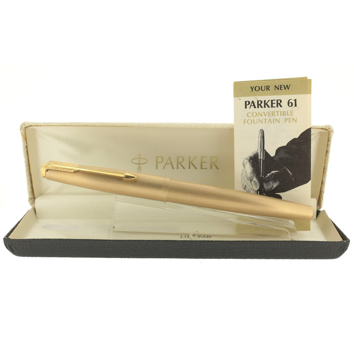 NEVER INKED 1975 PARKER 61 CIRRUS CLOUD SERIES CONVERTER FILLER 18K M NIB FOUNTAIN PEN OFFERED BY ANTIQUE DIGGER