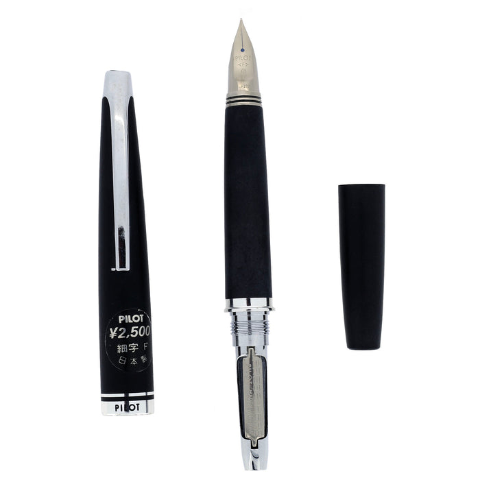 NEVER INKED 1975 PILOT MYU 25 MATTE BLACK CHROME TRIM FINE NIB FOUNTAIN PEN STICKERED OFFERED BY ANTIQUE DIGGER