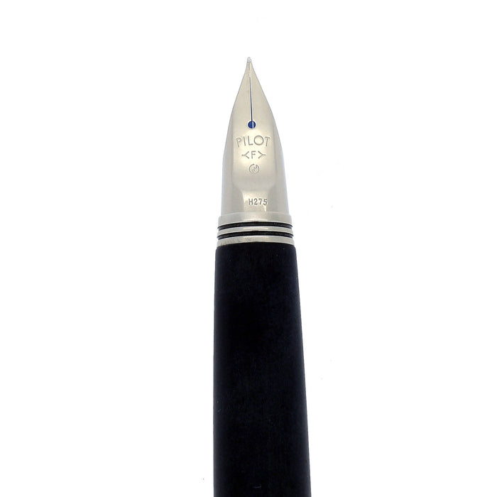 NEVER INKED 1975 PILOT MYU 25 MATTE BLACK CHROME TRIM FINE NIB FOUNTAIN PEN STICKERED OFFERED BY ANTIQUE DIGGER