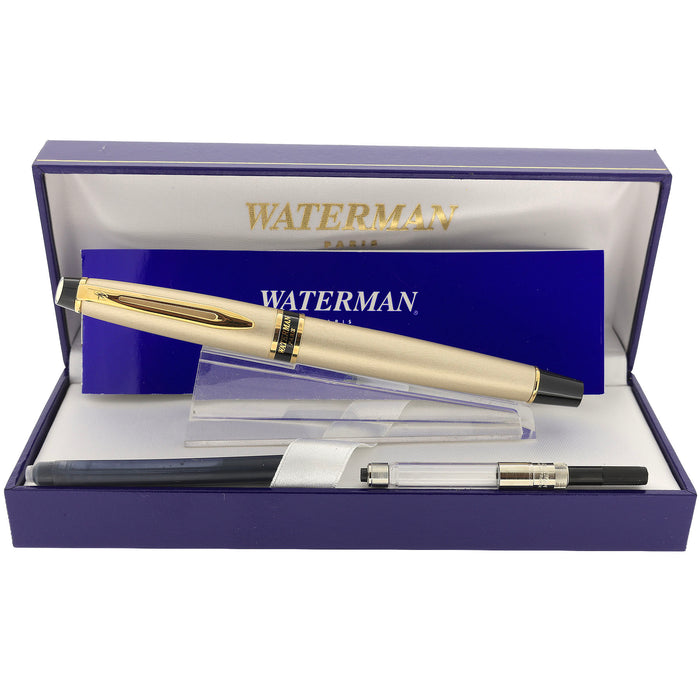 NEVER INKED 2000 WATERMAN EXPERT II CHAMPAGNE & GOLD TRIM MEDIUM NIB FOUNTAIN PEN OFFERED BY ANTIQUE DIGGER