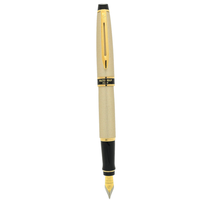 NEVER INKED 2000 WATERMAN EXPERT II CHAMPAGNE & GOLD TRIM MEDIUM NIB FOUNTAIN PEN OFFERED BY ANTIQUE DIGGER