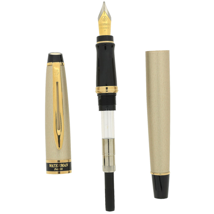 NEVER INKED 2000 WATERMAN EXPERT II CHAMPAGNE & GOLD TRIM MEDIUM NIB FOUNTAIN PEN OFFERED BY ANTIQUE DIGGER