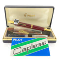 NEVER INKED 2002 PILOT RED & GOLD VANISHING POINT 14K MEDIUM NIB FOUNTAIN PEN NEW IN BOX OFFERED BY ANTIQUE DIGGER